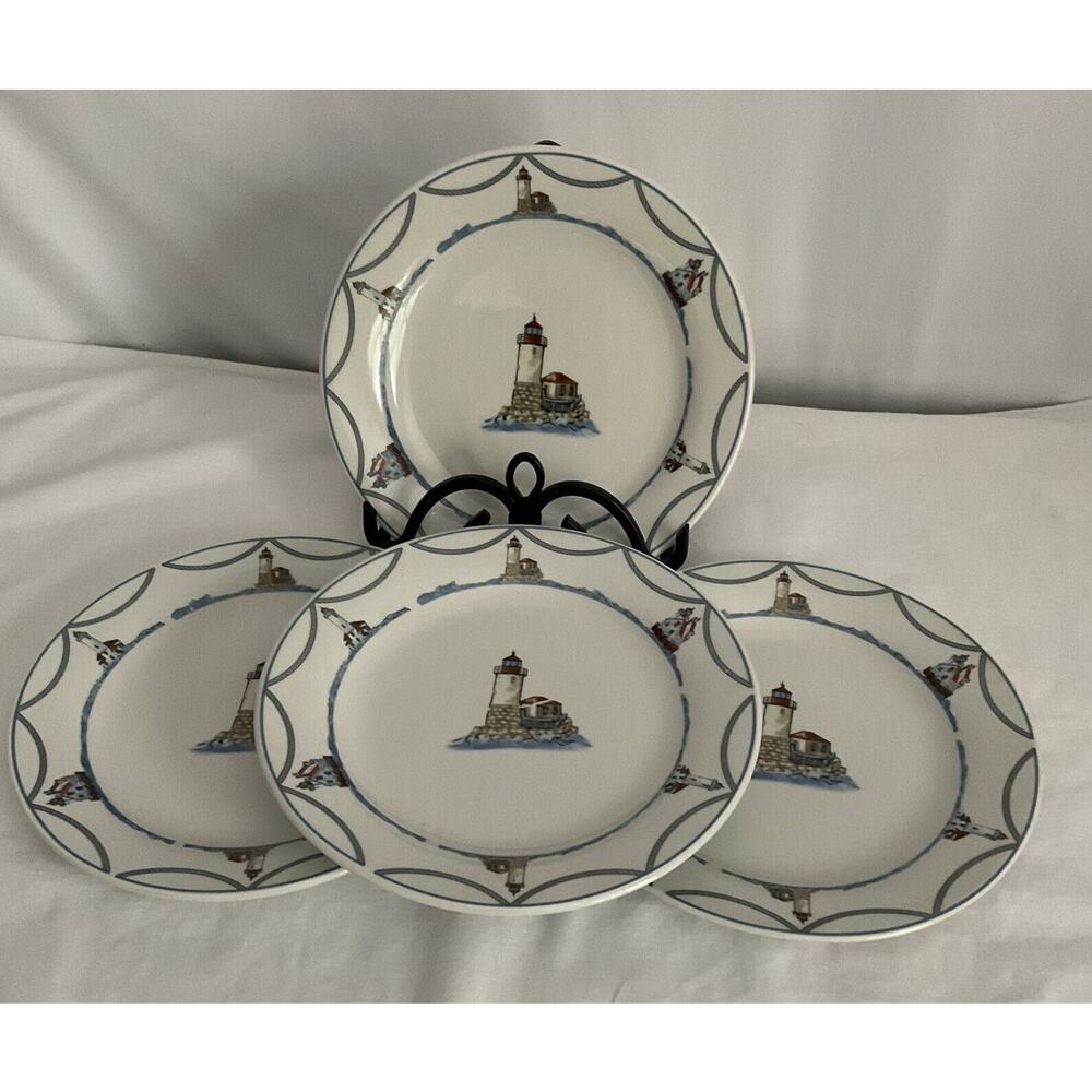 Set Of 4 Oneidacraft On The Sea Stoneware 7” Salad/Dessert Plates